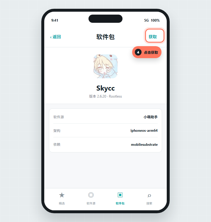 在 Skycc 软件包详情点击获取